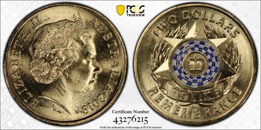 2019 $2 Police Remembrance Colorized MS65