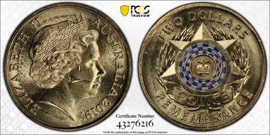 2019 $2 Police Remembrance Colorized MS65