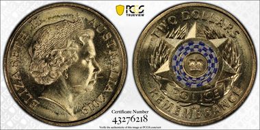 2019 $2 Police Remembrance Colorized MS65