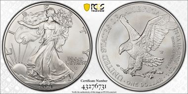 2021-W $1 Burnished Silver Eagle-Type 2 First Strike SP69