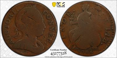 1786 CT 1/2P Scholar's Head, Miller 3-D.1 VG10BN