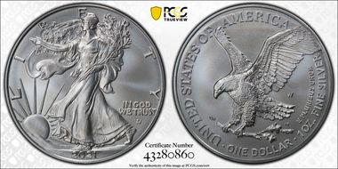 2021-W $1 Burnished Silver Eagle-Type 2 SP70