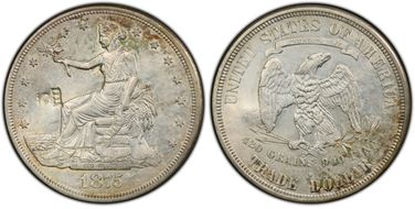 1875-S T$1 C-26 Small S, Chopmarked AU58