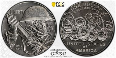 2018-P $1 WWI Centennial MS70