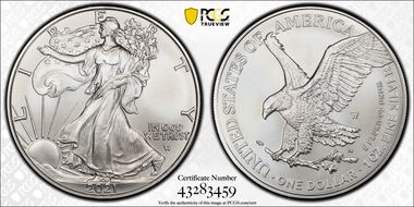 2021-W $1 Burnished Silver Eagle-Type 2 First Strike SP70