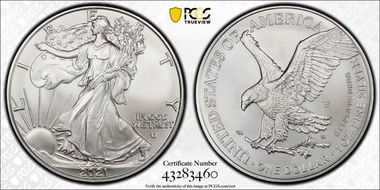 2021-W $1 Burnished Silver Eagle-Type 2 First Strike SP70