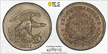 1837 NY 1C HT-268, Feuchtwanger's MS63