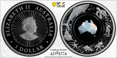 2021-P $1 Great Southern Land - Ocean Mother of Pearl Insert PR69DCAM