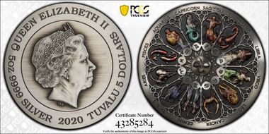 2020 $5 Signs of the Zodiac Antique Finish MS69