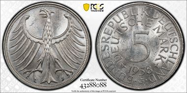 1958-G 5 Mk J-387 MS63