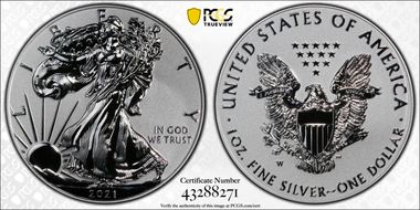 2021-W $1 Silver Eagle Rev PR - Type 1 Designer Edition - First Strike PR69