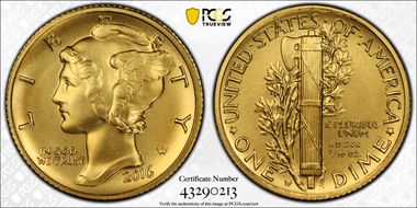 2016-W 10C 100th Anniversary Gold SP69