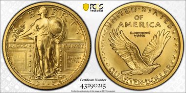 2016-W 25C 100th Anniversary Gold SP69