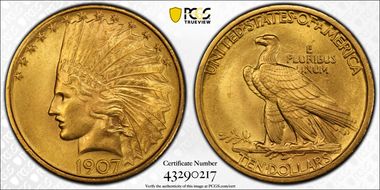1907 $10 Indian MS64