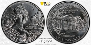 1999-P $1 Dolley Madison MS70