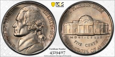 1939-S 5C Reverse of 1940 MS66FS