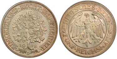 1928-D 5 Mk Oak Tree J-331 MS65