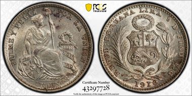 1916-FG/JG Dinero KM-204.2  Ag MS63