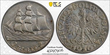 1936(w) 2 Zl Gdynia Seaport KM-30  Ag AU50
