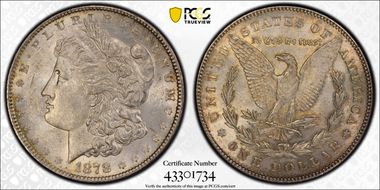 1878 7TF $1 VAM 188, Washed Out L AU53