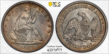 1849-O 50C WB-11 Large O AU58