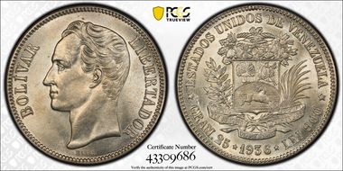 1936 5 Bol Aligned 3 KM-24.2  Ag MS64+