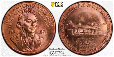 1971-P Medal D1971-2b Bronze Jose Antonio Navarro MS64RD