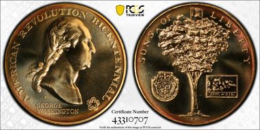 (1972)-P Medal D1972-4b Yellow Bronze George Washington MS66