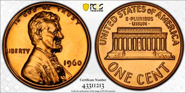 1960 1C Small Date PR67RD