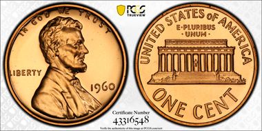 1960 1C Large Date PR68RD