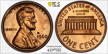 1960 1C Large Date PR65RD