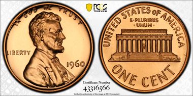 1960 1C Large Date PR68CAM