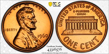 1960 1C Large Date PR67RD