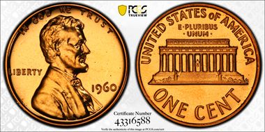 1960 1C Large Date PR67RD