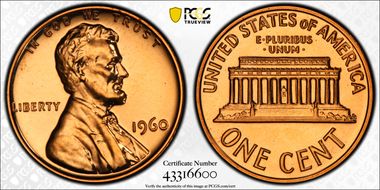 1960 1C Large Date PR66RD