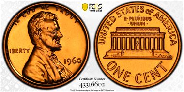 1960 1C Large Date PR67RD