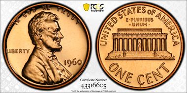 1960 1C Large Date PR68RD