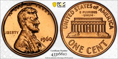 1960 1C Large Date PR67RD