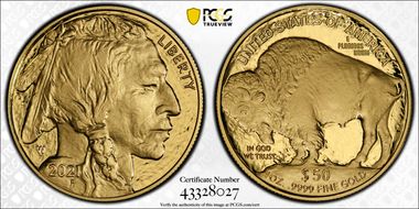 2021-W $50 American Buffalo .9999 Fine Gold First Strike PR70DCAM