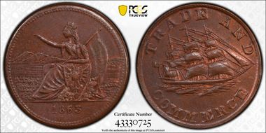 1863 Token F-258/446 Copper Trade and Commerce MS63BN