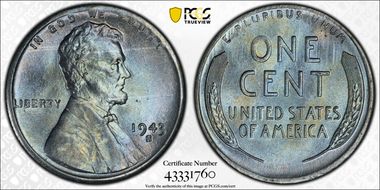 1943-S 1C MS66