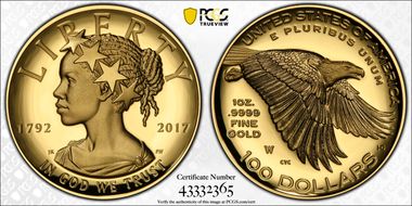 2017-W $100 American Liberty High Relief PR70DCAM