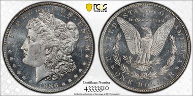 1886 $1 MS62DMPL