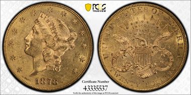 1878-S $20 MS61