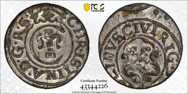 (1647-54) Solidus KM-21 Riga MS64
