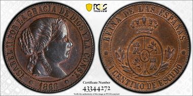 1866 1C 8 Pt. Star Barcelona MS64BN