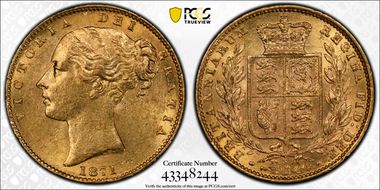 1871-S Sov S-3855A Shield WW incuse MS62