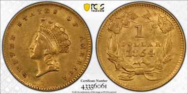 1854 G$1 Type 2 AU58