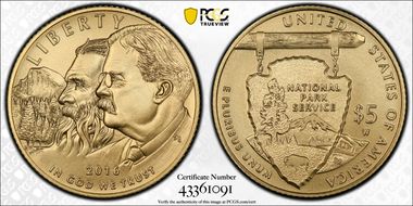 2016-W $5 100th Anniv. Nat'l Parks MS70