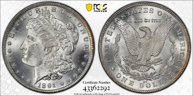 1891-CC $1 VAM 3, Spitting Eagle MS64